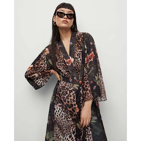 Allsaints Australia Womens Elsa Viviana Kimono Black/Brown AU70-915